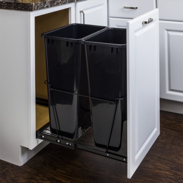 Black 50 Quart Double Pullout Waste Container System
