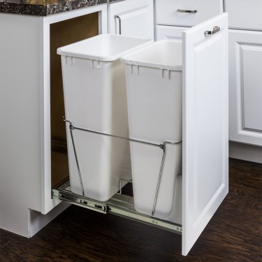 Polished Chrome 50 Quart Double Pullout Waste Container System