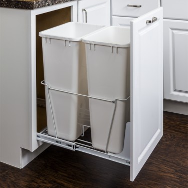 White 50 Quart Double Pullout Waste Container System