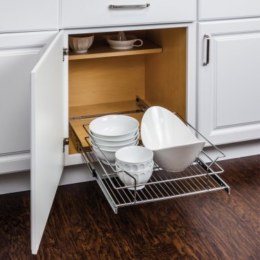 17-3/8" Polished Chrome Pullout Basket for 18" Cabinet Opening