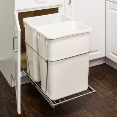 Polished Chrome 35 Quart Double Pullout Waste Container System