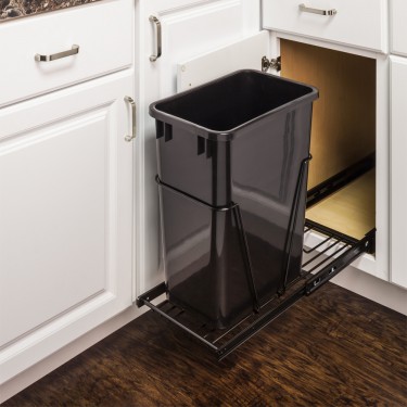 Black 35 or 50 Quart Single Pullout Waste Container System