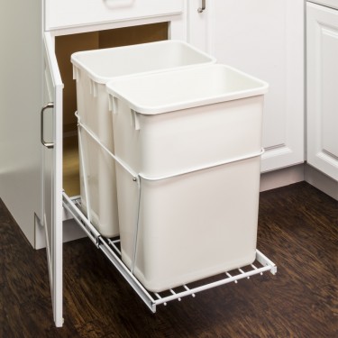 White 35 Quart Double Pullout Waste Container System