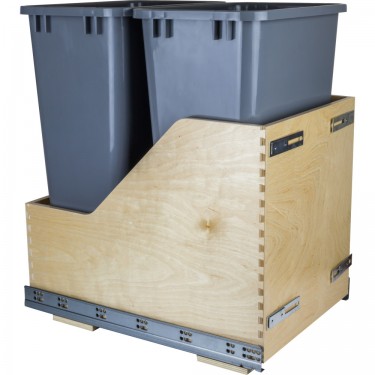Preassembled 50 Quart Double Pullout Waste Container System