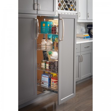 12" Wide x 74" High Chrome Wire Pantry Pullout with Heavy Duty Soft-close