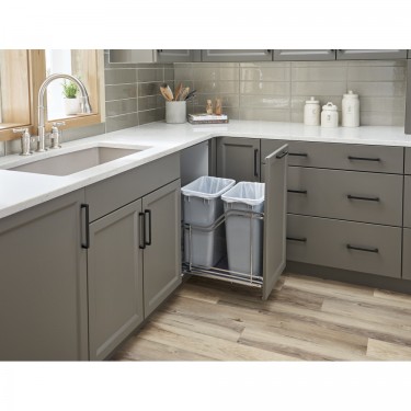 STORAGE WITH STYLE ® Polished Chrome Trashcan Pullout with Soft-close Slides