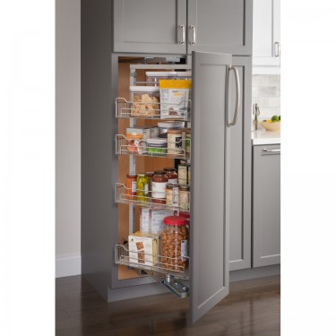 12" Wide x 86" High Chrome Wire Pantry Pullout with Swingout Feature